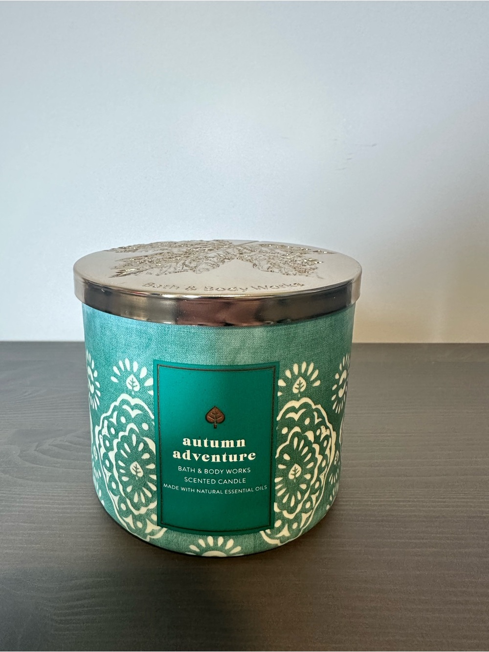 Bath & Body Works Autumn Adventure Candle - Teal and White